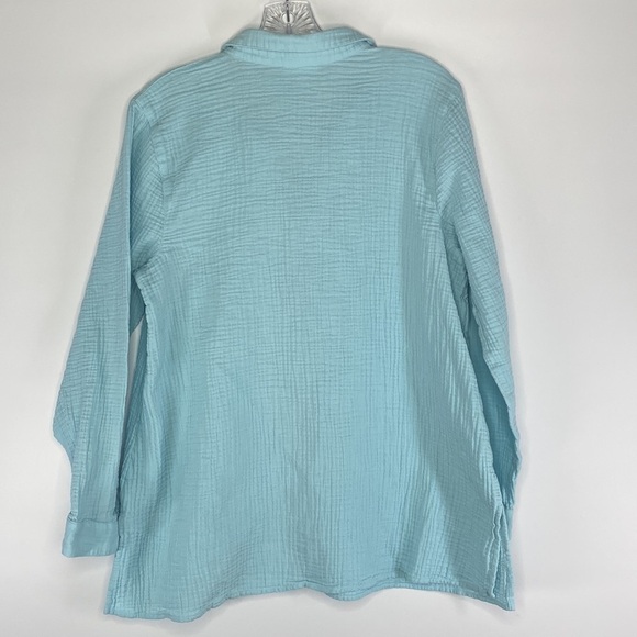 J. Jill Light Baby Blue Cotton Long Sleeve Button Up Shirt Size Large - Picture 2 of 5
